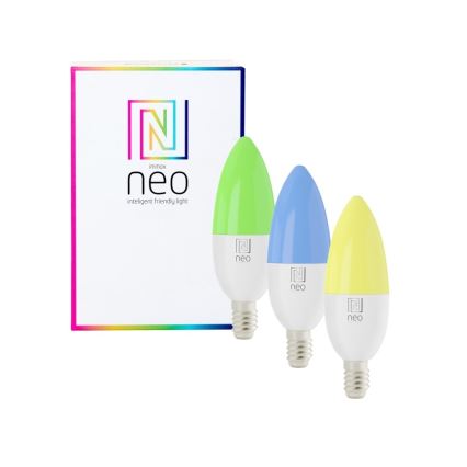 Immax NEO 07716CDO - SADA 3x LED RGB+CCT Stmívatelná žárovka E14/6W/230V Wi-Fi Tuya + dálkové ovládání