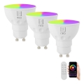 Immax NEO 07724CDO - SADA 3x LED RGB+CCT Stmívatelná žárovka GU10/4,8W/230V 2700-6500K Wi-Fi Tuya + dálkové ovládání