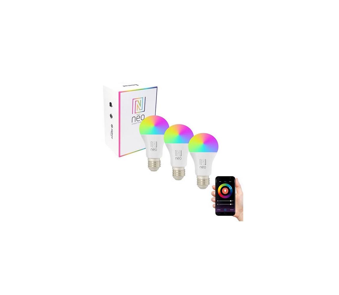 IMMAX NEO E27 11W RGB+CCT 3ks LED žárovka, E27, 11W, 230V, RGB + teplá-studená bílá, stmívatelná, Zigbee, TUYA, 3ks 07743C