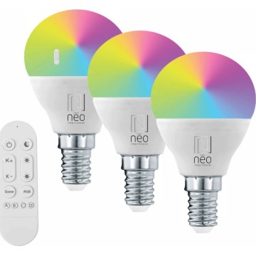 Immax NEO 07745CDO - SADA 3x LED RGB+CCT Stmívatelná žárovka E14/6W/230V Wi-Fi + dálkové ovládání