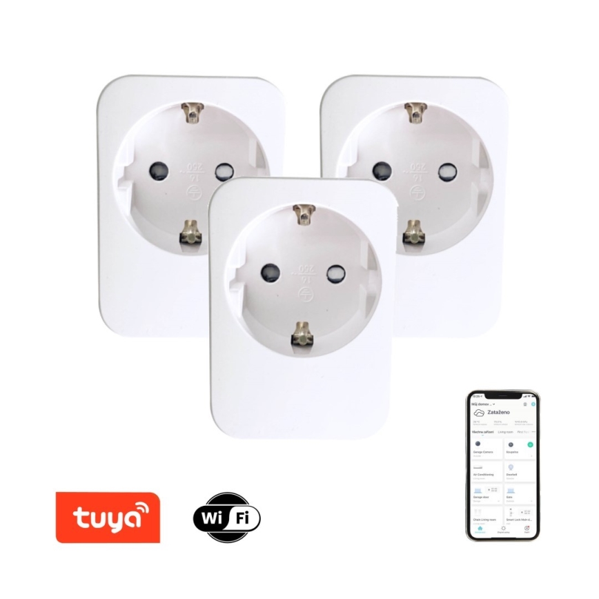 Immax NEO 07761C - SADA 3x Chytrá zásuvka NEO LITE 3680W/230V/16A Wi-Fi Tuya SCHUKO
