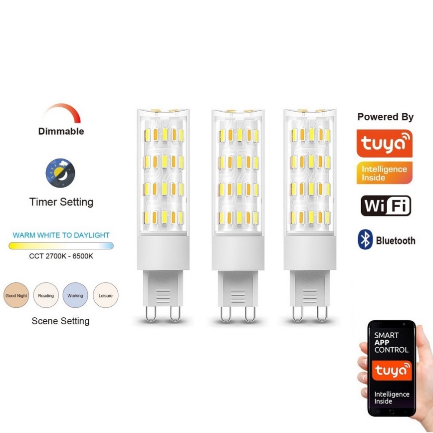 Immax NEO 07763C - SADA 3x LED Stmívatelná žárovka NEO LITE G9/4W/230V 2700-6500K Wi-Fi Tuya