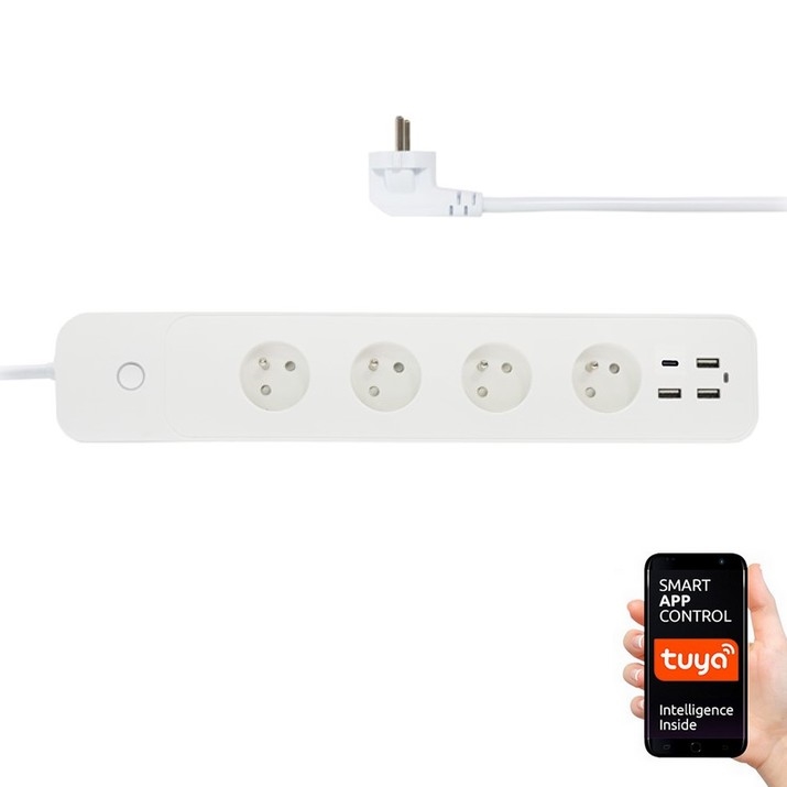 Immax NEO 07771L- Prodlužovací kabel NEO LITE Smart 4AC+3xUSB+1xUSB C Wi-Fi Tuya