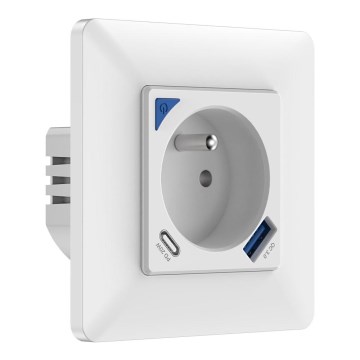Immax NEO 07800L - Chytrá zásuvka 16A/230V + 1xUSB-A+1xUSB C Wi-Fi Tuya
