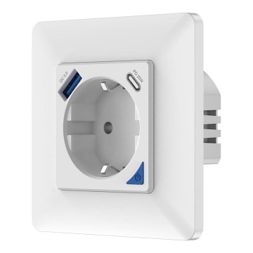Immax NEO 07801L - Chytrá zásuvka 16A/230V + 1xUSB-A+1xUSB C Tuya