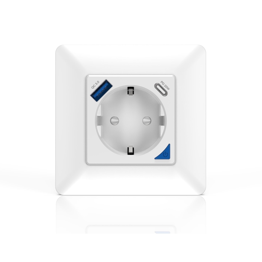 Immax NEO 07801L - Chytrá zásuvka 16A/230V + 1xUSB-A+1xUSB C Tuya SCHUKO