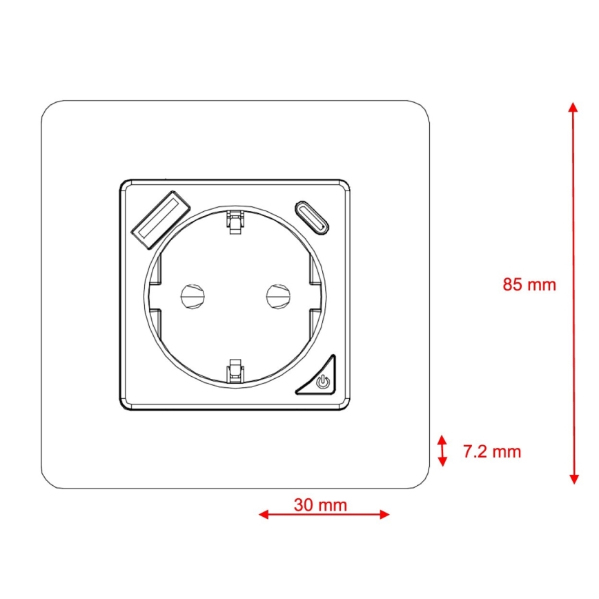 Immax NEO 07801L - Chytrá zásuvka 16A/230V + 1xUSB-A+1xUSB C Tuya SCHUKO
