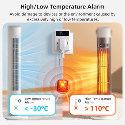Immax NEO 07811L - Chytrá zásuvka s teploměrem F 3680W Tuya Wi-Fi