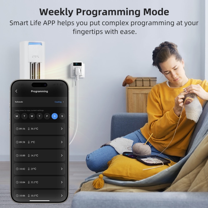 Immax NEO 07811L - Chytrá zásuvka s teploměrem F 3680W Tuya Wi-Fi