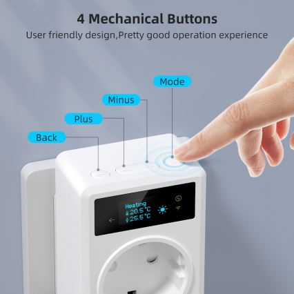 Immax NEO 07811L - Chytrá zásuvka s teploměrem F 3680W Tuya Wi-Fi