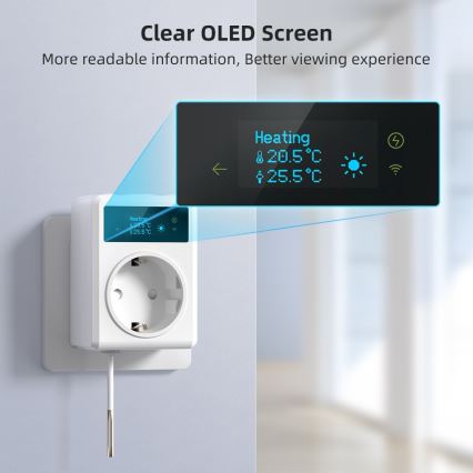 Immax NEO 07811L - Chytrá zásuvka s teploměrem F 3680W Tuya Wi-Fi