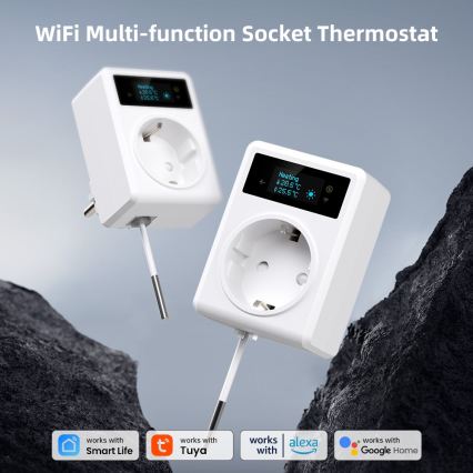 Immax NEO 07811L - Chytrá zásuvka s teploměrem F 3680W Tuya Wi-Fi