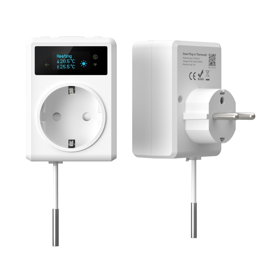 Immax NEO 07811L - Chytrá zásuvka s teploměrem F 3680W Tuya Wi-Fi