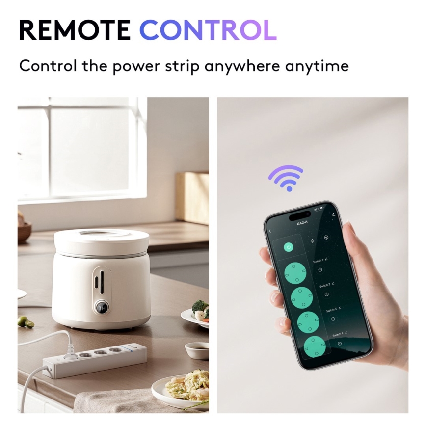 Immax NEO 07821L - Chytrý prodlužovací kabel NEO LITE 4AC+1xUSB+2xUSB C Tuya Wi-Fi