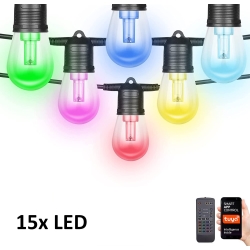 Immax NEO 07900L - LED RGBW Stmívatelný venkovní dekorační řetěz GIRLANDA LED/15W/230V 15m Wi-Fi Tuya IP65 + dálkové ovládání