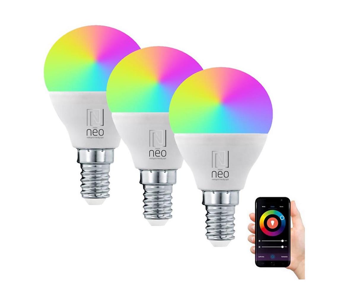 IMMAX NEO E14 6W RGB+CCT 3ks LED žárovka, E14, 6W, 230V, P45, RGB + teplá-studená bílá, stmívatelná, Wi-Fi, 3ks 07745C