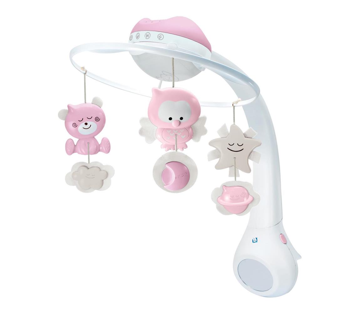 Infantino Infantino 004914-01INF - Kolotoč nad postýlku s melodií 3v1 3xAAA růžová FBB0049
