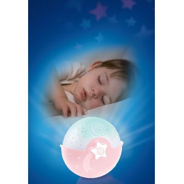 Infantino - Dětská lampička s projektorem 3xAA růžová
