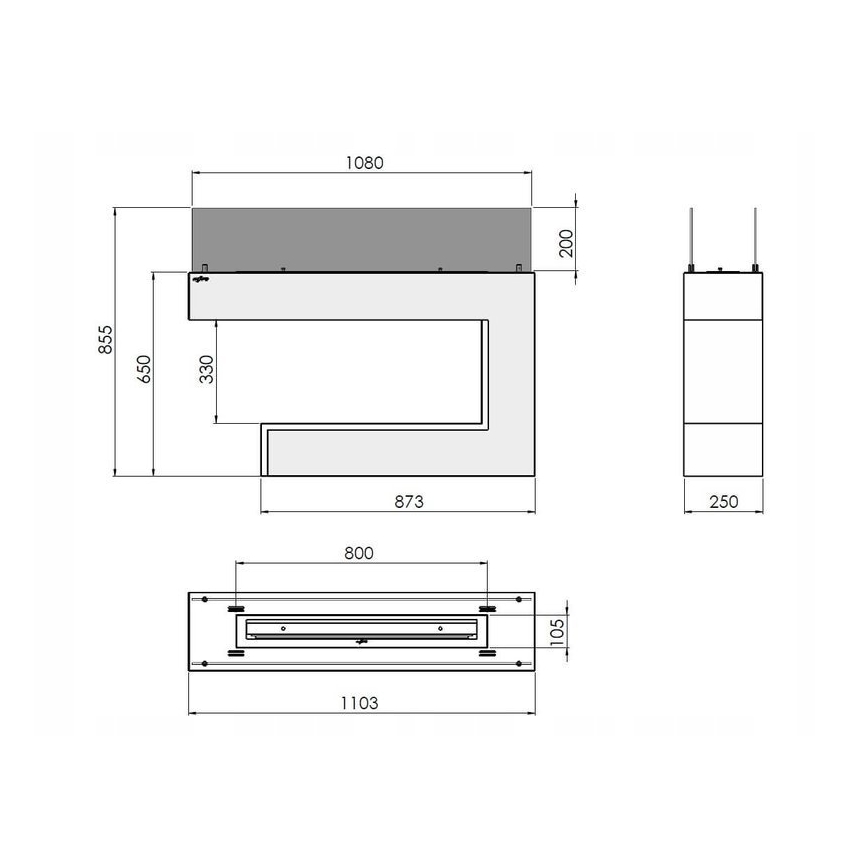 InFire - BIO krb 110x85,5 cm 3kW bílá