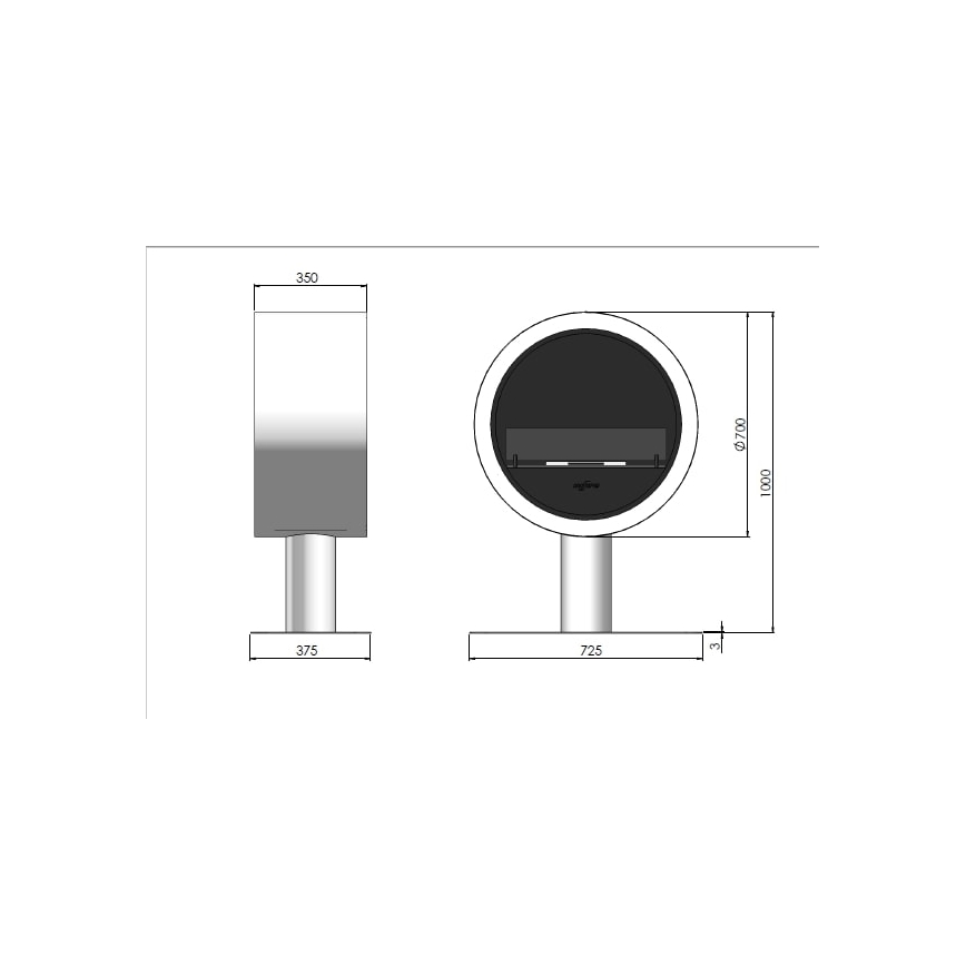 InFire - BIO krb pr. 70 cm 3kW černá