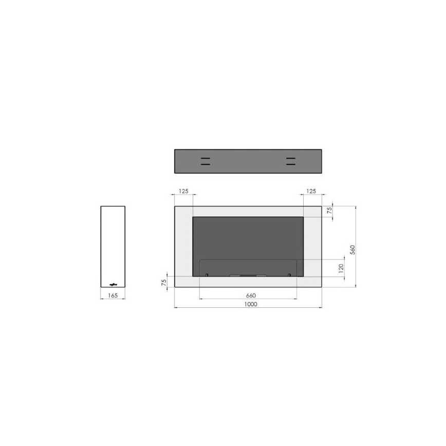 InFire - Nástěnný BIO krb 100x56 cm 3kW černá