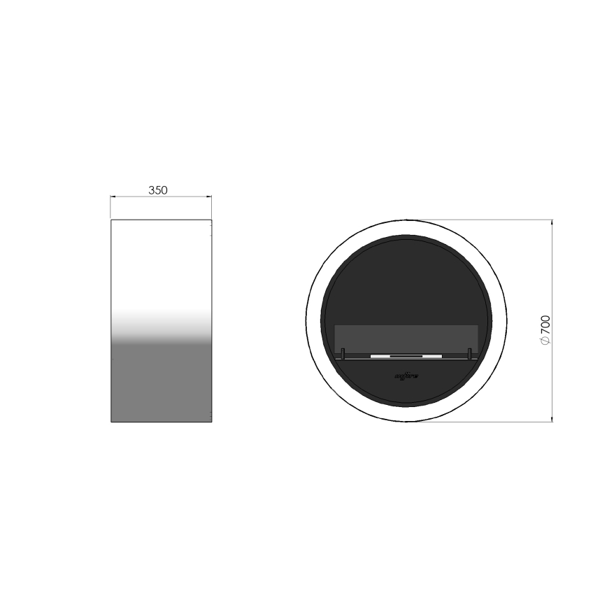 InFire - Nástěnný BIO krb pr. 70 cm 3kW bílá