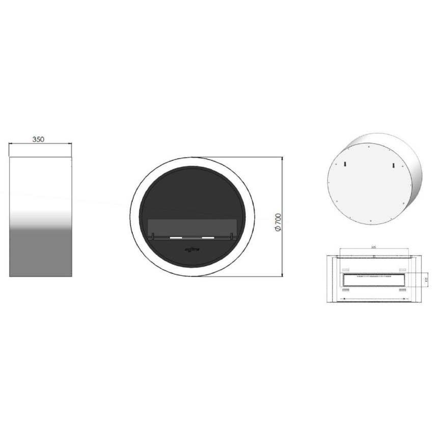 InFire - Nástěnný BIO krb pr. 70 cm 3kW černá