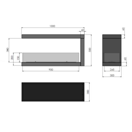 InFire - Rohový BIO krb 100x50 cm 3kW oboustranný