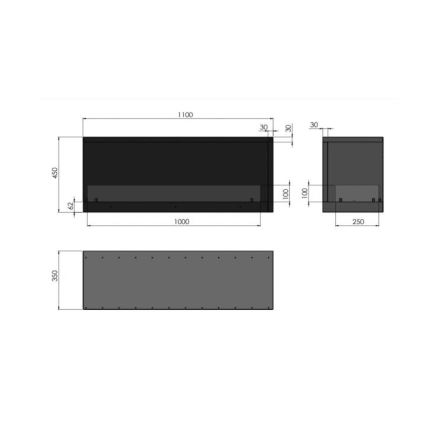 InFire - Rohový BIO krb 110x45 cm 3kW černá