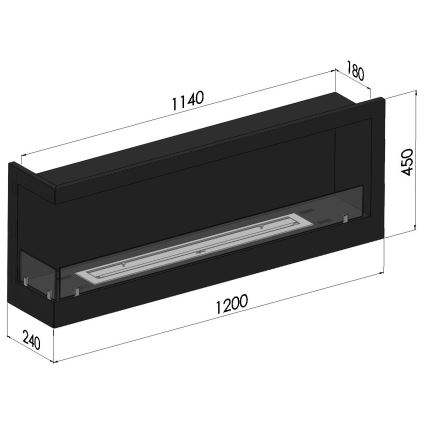 InFire - Rohový BIO krb 45x120 cm 3kW černá