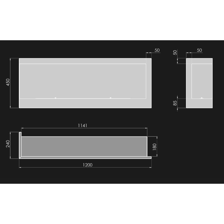 InFire - Rohový BIO krb 45x120 cm 3kW černá