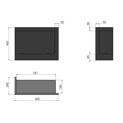 InFire - Rohový BIO krb 45x60 cm 3kW černá