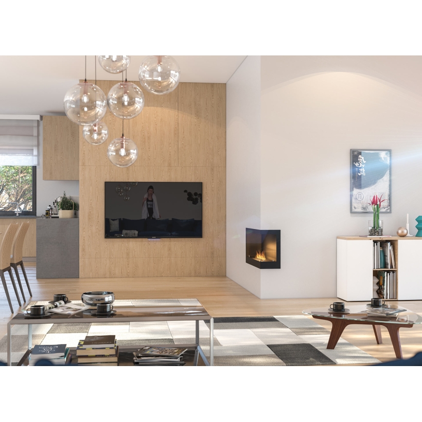 InFire - Rohový BIO krb 45x90 cm 3kW černá