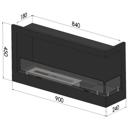 InFire - Rohový BIO krb 45x90 cm 3kW černá