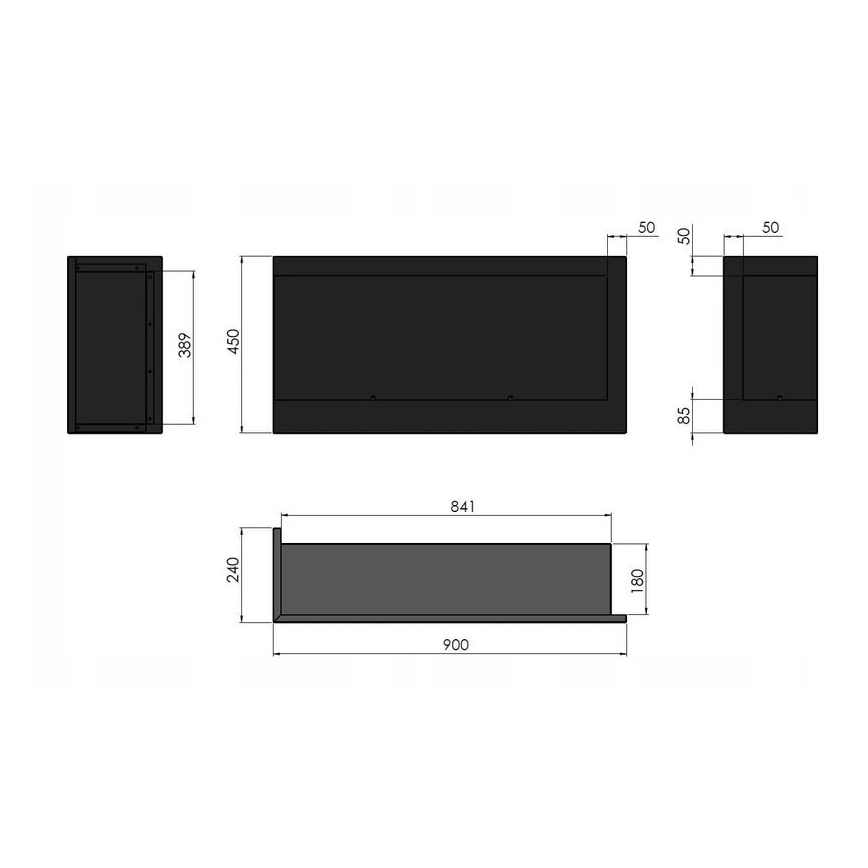 InFire - Rohový BIO krb 45x90 cm 3kW černá