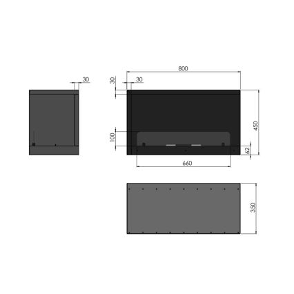 InFire - Rohový BIO krb 80x45 cm 3,5kW černá