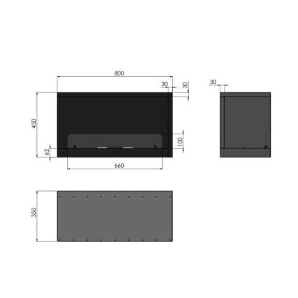 InFire - Rohový BIO krb 80x45 cm 3kW černá