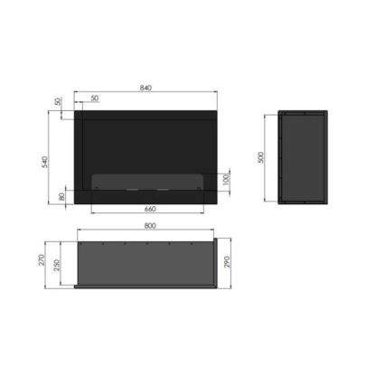 InFire - Rohový BIO krb 84x54 cm 3kW černá