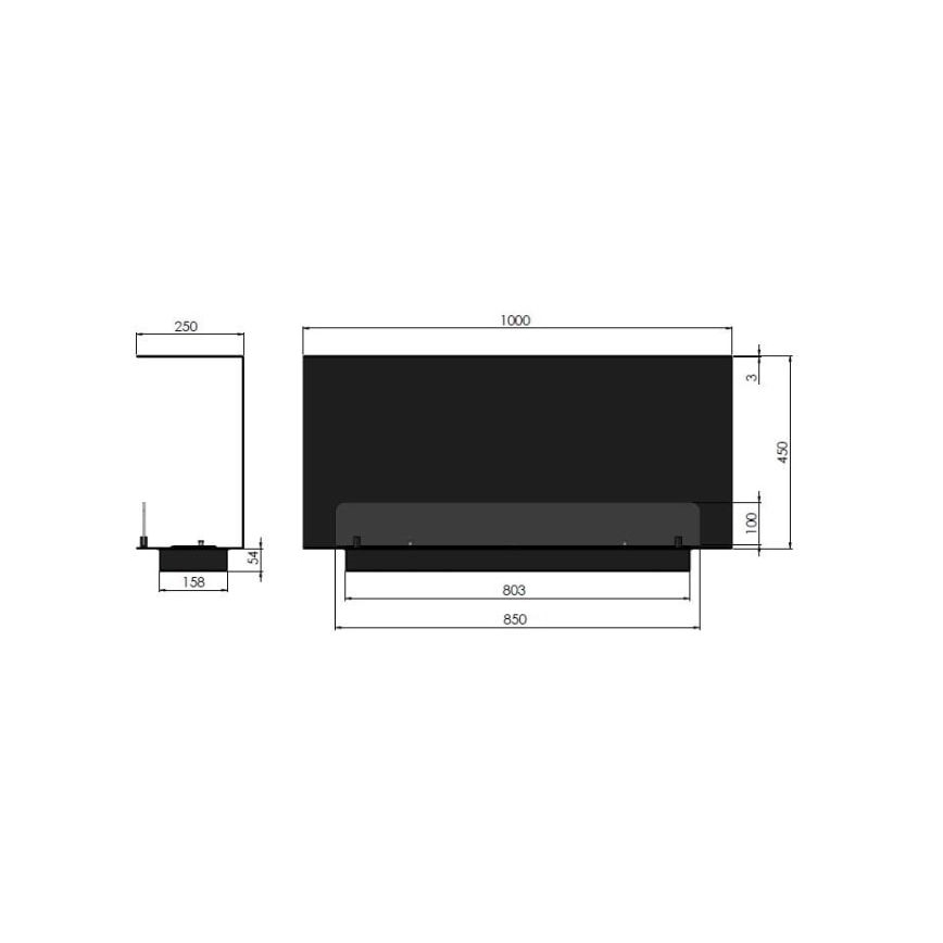 InFire - Vestavěný BIO krb 100x45 cm 3kW černá