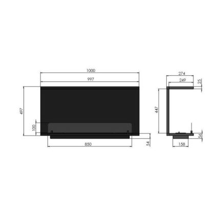 InFire - Vestavěný BIO krb 100x50 cm 3kW černá