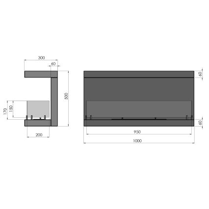 InFire - Vestavěný BIO krb 100x50 cm 3kW černá