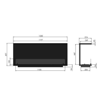 InFire - Vestavěný BIO krb 120x50 cm 3kW černá