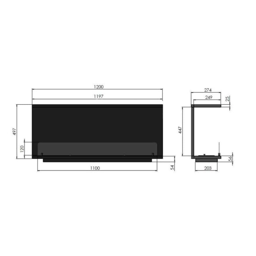 InFire - Vestavěný BIO krb 120x50 cm 3kW černá
