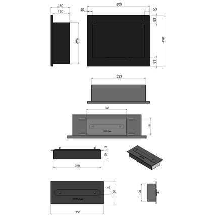 InFire - Vestavěný BIO krb 49x60 cm 3kW černá