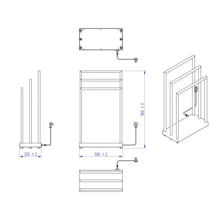 Instal Projekt - Elektrický sušák MOBE 105W 90x50 cm černá