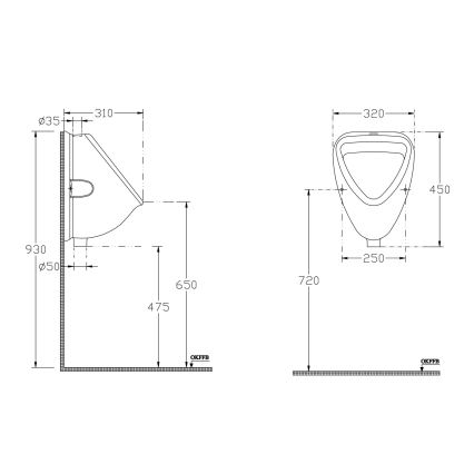 Isvea - Pisoár horní přívod, keramika/bílá