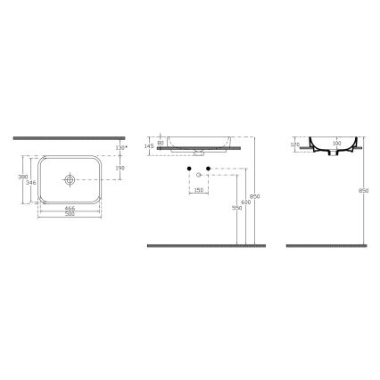 Isvea - Umyvadlo na desku AQUA 50x38 cm keramika/bílá