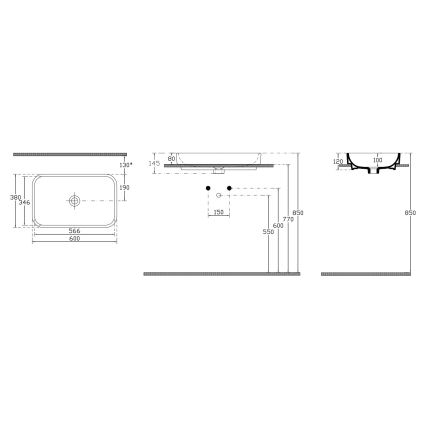 Isvea - Umyvadlo na desku AQUA 60x38 cm keramika/bílá
