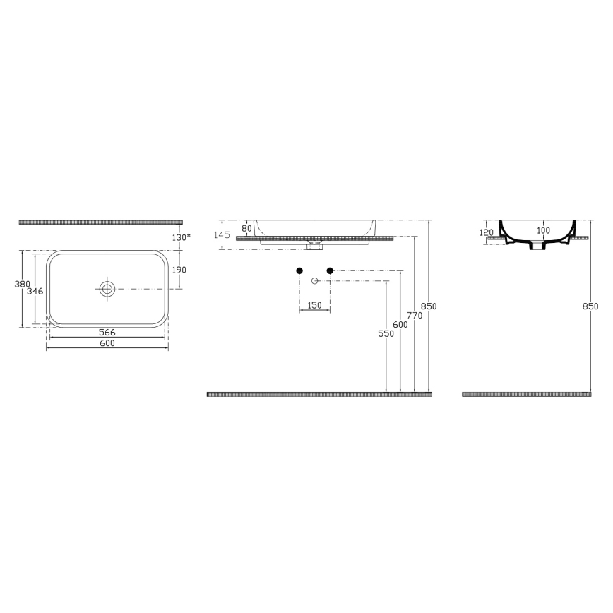 Isvea - Umyvadlo na desku AQUA 60x38 cm keramika/bílá