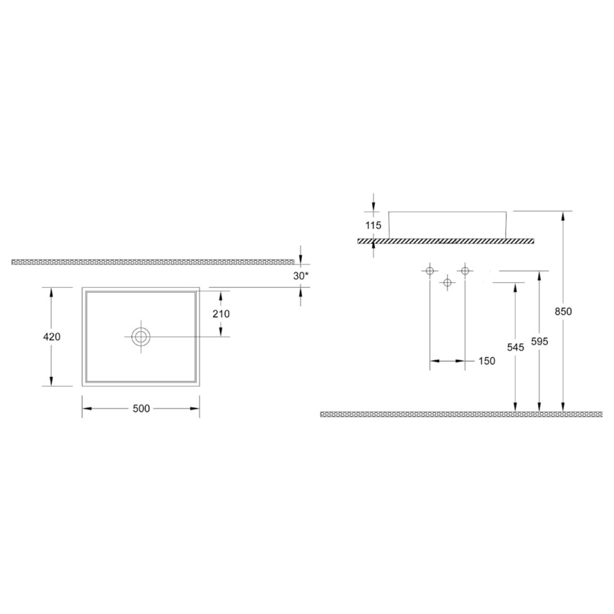 Isvea - Umyvadlo na desku PURITY 50x42 cm keramika/bílá